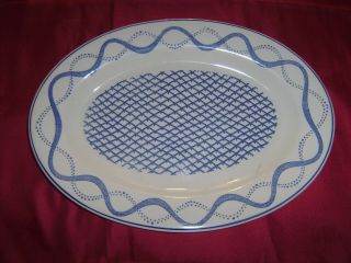 Gien Aurelie 10 1/2 By 14 1/2 Inch Blue And White Platter