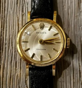 Rolex Vintage 18k Yellow Gold Ladies 1966 Precision 9181 Watch Dial