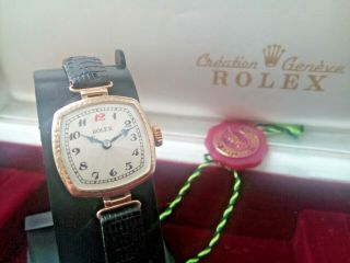 Ladies 1927 Solid 9k Gold Art Deco Rolex Watch With Rolex Box & Paperwork