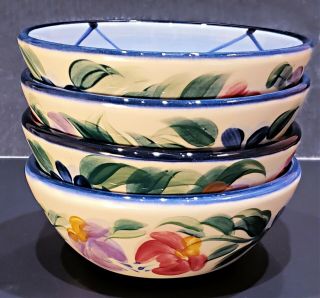 Set Of 4 Gail Pittman Annabella Soup Cereal Bowls - 5 5/8 " Flowers 1995 - 1997