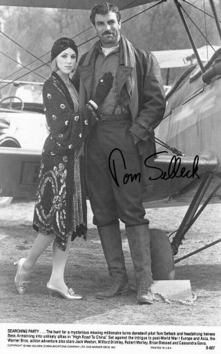 Tom Selleck Signed High Road To China 1983 Still W/ Bess Armstrong