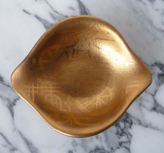 Sascha Brastoff Modernist Gold Leaf Art Pottery Biomorphic Bowl Mid - Century Nr