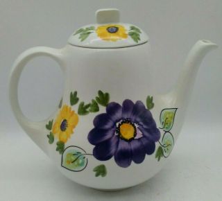 Richard Ginori Mondovi Vintage Teapot Coffee Carafe Pot Purple,  Yellow Flowers