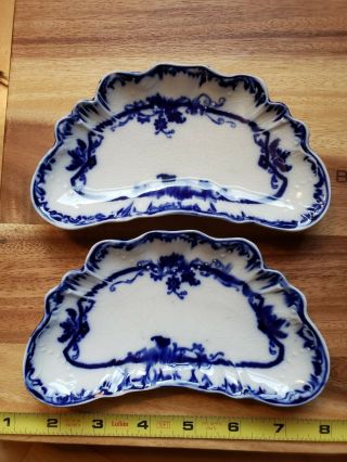 Two Delicate Flow Blue Bone Dishes In Oxford By Johnson Brothers Pattern