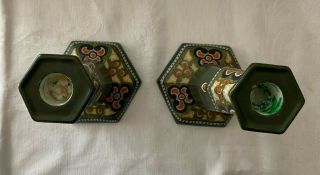 Vintage Nippon Morimura Bros Hand Painted Gouda Style Candlesticks Candle Holder 3