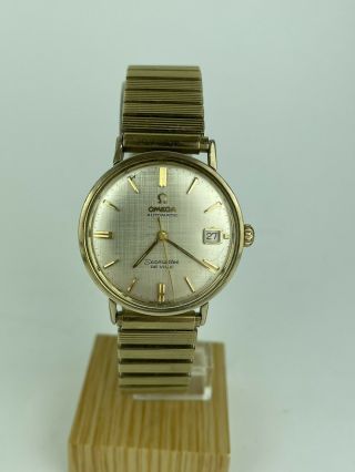 Vintage Omega Seamaster Deville Automatic Date Gold Filled Watch,  Linen Dial