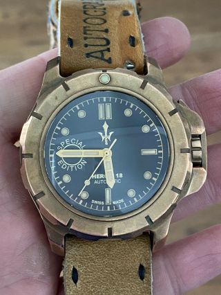 Heroic18 Heroic 18 Bronze Special Edition Dive Watch Black Serviced Custom Strap
