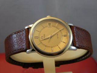 Stunning 18ct Solid Gold & S/steel Omega De Ville Prestige Mens Watch,  Box Case