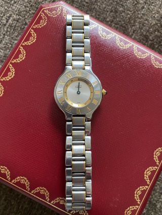 Cartier 21 must de Cartier 1340 SS/18K gold elegant 28mm quartz ladies watch 4