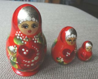 Russian Hand Painted Nesting Doll Matryoshka 3 Piece Set