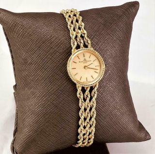 1980s Baume & Mercier Geneva 21.  8 Grams 14k Solid Gold Bracelet Lady Watch - Runs