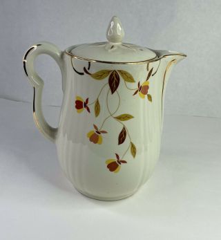 Vintage Hall’s Superior Mary Dunbar Teapot Pitcher Coffee Pot White Gold Floral