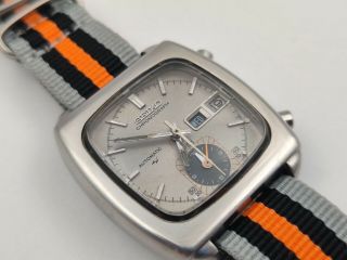 Vintage Seiko 7016 - 5000 Silver Monaco Automatic Chronograph Day/date Ok