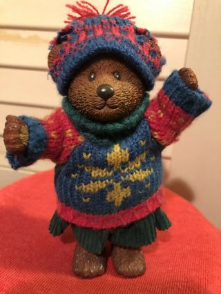 Russ Bear Christmas Collectible “teddy Town” Holiday Sweater Resin Posable