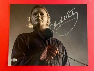 James Jude Courtney Signed Halloween Michael Myers Signed Photo With Beckett