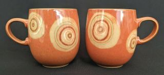 Set Of (2) Denby Fire Chilli - Cocoa Coffee Mug - England Stoneware -