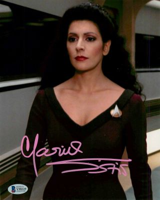 Mirina Sirtis " Deanna Troi " Star Trek Hand Signed 8x10 W/ Bas Y98229
