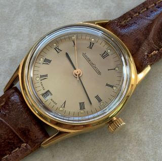 Vtg Jaeger Lecoultre Champagne Dial 18k Gold Plated Case From 1960 Aprox.