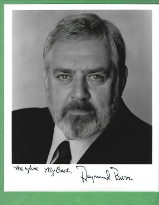 Actor Raymond Burr Autographed Photo Perry Mason,  Ironside,  Airplane Ii