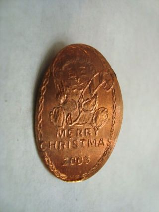 Merry Christmas 2003 - Teddy Bear With Candy Cane - - Elongated Copper Penny
