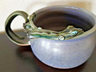 Art Studio Pottery Handmade Snake Clay Bowl W/handle Signed Judhe Jensen Kansas