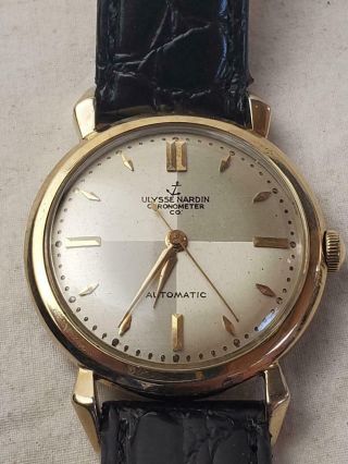 Vintage Ulysse Nardin Chronometer 10k Gold Gf 17j 17 Jewel Automatic Mens Watch
