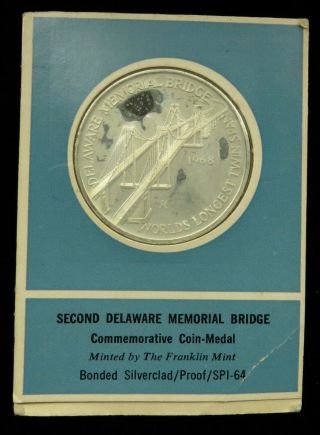 1968 Delaware Memorial Bridge Commemorative Medal Franklin 1 1/2 "