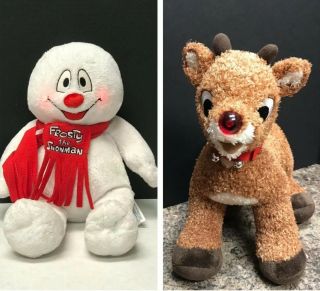Build A Bear Frosty The Snowman & Rudolph Red Nosed Reindeer Lights & Sound