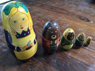 Goldilocks And The Three Bears Nesting Dolls 5 Piece From India