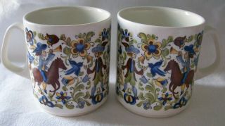 2 Vintage Villeroy & Boch Troubadour Mugs Folk Art Bluebirds,  Horses - Luxembourg