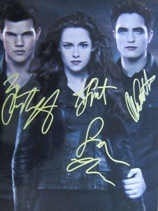 Robert Pattinson Kristen Stewart Taylor Lautner Signed 8x11 Autograph Wcoa