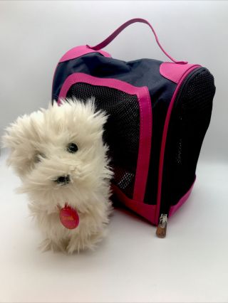 American Girl Doll Coconut Dog With Travel Carrier