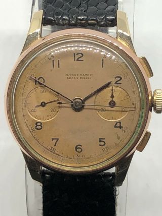 Ulysse Nardin Locle Suisse Chronograph Cal R.  23 Case Gold File 34mm Size