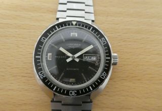 Vintage Record Longines Automatic Diver With Stainless Steel Bracelet