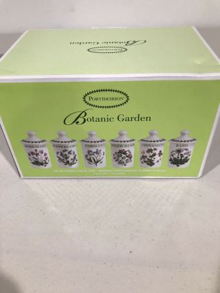 Portmerion Botanic Garden Herbs & Spice Jars Set Of 6 Canisters Container