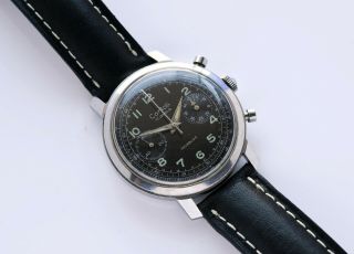 Vintage Contoli Black Valjoux 92 Chronograph 37mm Watch