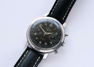 Vintage Contoli Black Valjoux 92 Chronograph 37mm Watch 2