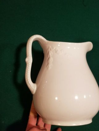 J&g Meakin White Ironstone Large Pitcher Hanley England 1890s