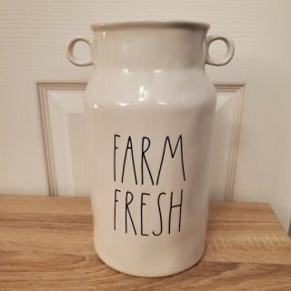 Rae Dunn Farm Fresh Milk Jug Vase Container With Tags Farmhouse Decor