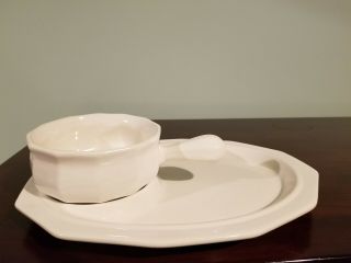 Pfaltzgraff Heritage White Snack Tray With Onion Soup Bowl Set Usa