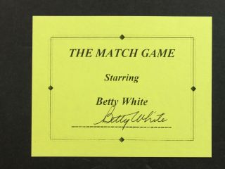 Tv Legendary Actress Betty White (match Game) Autograph 5 1/2 X 4 1/4 Card