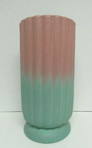 Vintage Pfaltzgraff Pottery Art Deco Vase 2 Tone Green & Pink,  227 York Pa