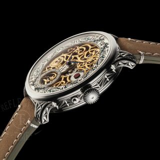 Stylish Men ' s Wrist Watch Skeleton Engraved Vintage Swiss Movement 4