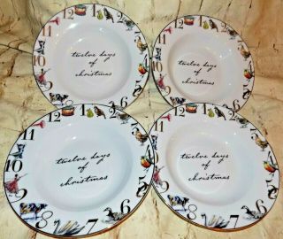 4 Better Homes And Gardens 12 Twelve Days Of Christmas Pasta Soup Bowls 8 3/4 "