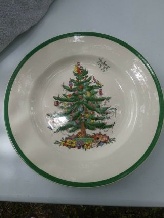 3 Vintage Spode Christmas Tree England China Dinner Plates 10.  5 " 1938