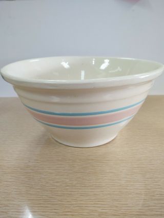 Vintage Mccoy Usa Pottery Pink & Blue Ovenware 10 Mixing Bowl