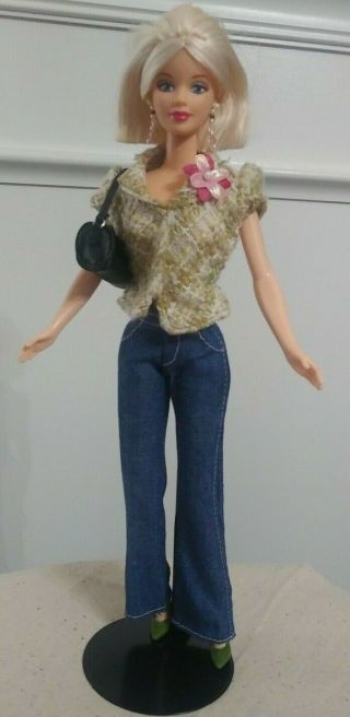 2004 Barbie Fashion Fever Doll Clothes Jeans Top Green High Heels Outfit