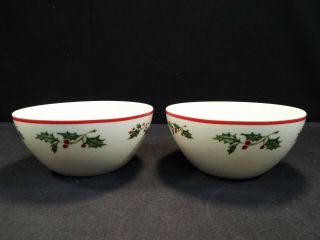 Set Of (6) Christopher Radko Holiday Traditions 5 3/4 " Red Cereal Bowls