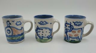 3 Vintage M.  A.  Hadley Stoneware Coffee Mug