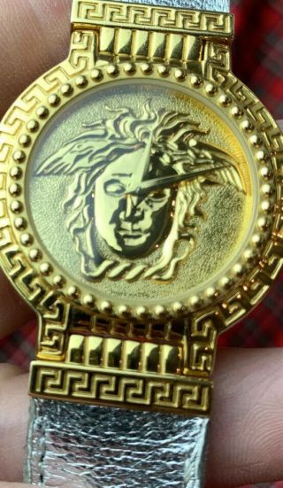 Gianni Versace Signature Medusa Gold Plated G10 Watch From 1993 Silver Band